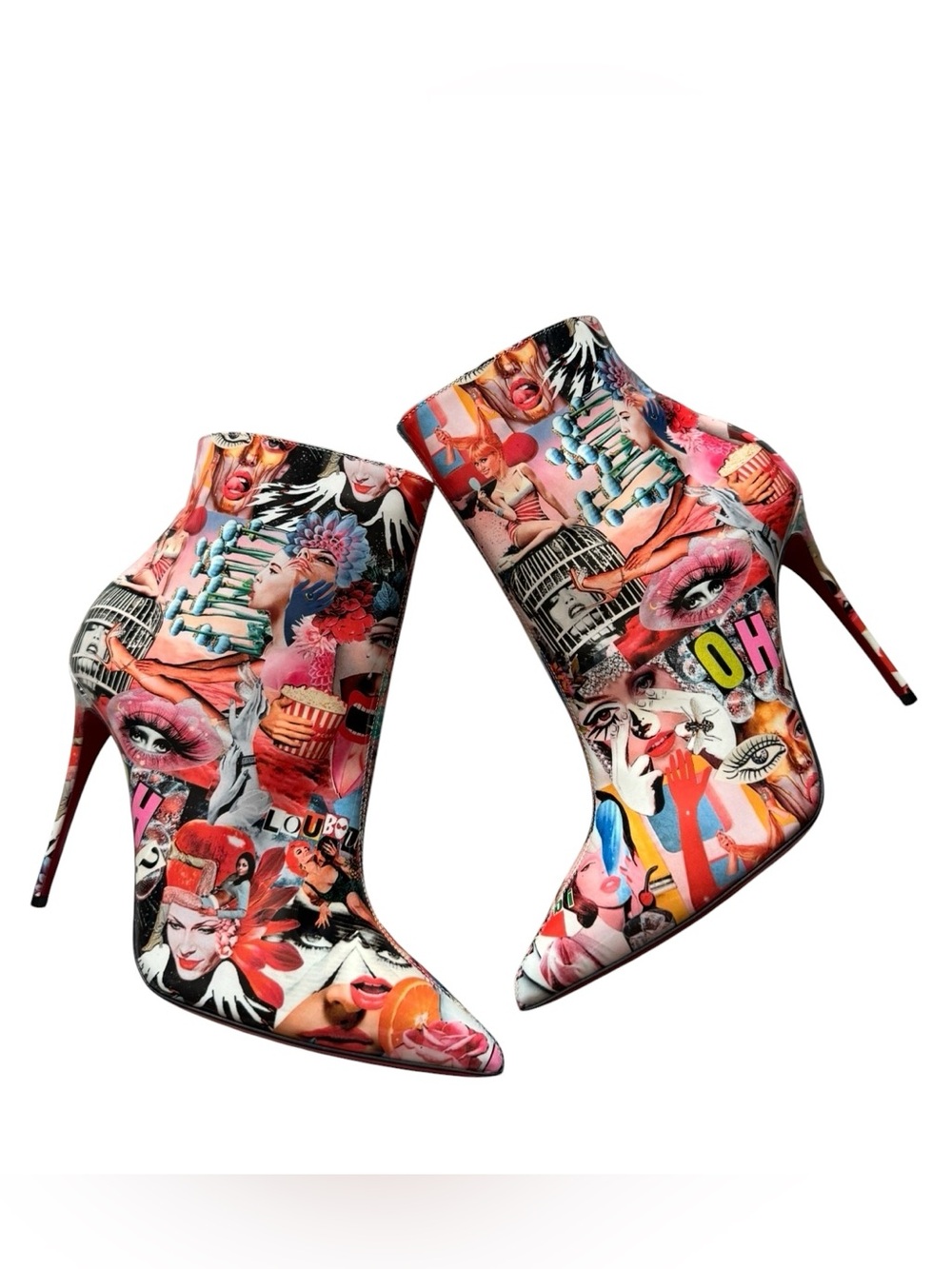 Christian Louboutin So Kate Booty 100 OH Xtian Multi Art Ankle Boots Size 37.5